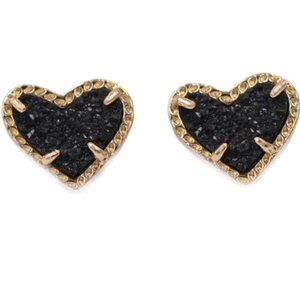 Heart Gold Stud Earrings In Black Drusy
